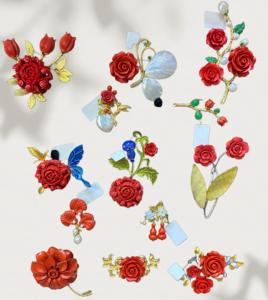 Colección de Broches Florales de Lujo Vefiery, Calcedonia Natural, Perla de Agua Dulce, Flores Comprimidas y Broches de Cristal - Product Image 5