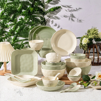 Ensemble de vaisselle en céramique, kit d'assiettes et tasses saines et durables de 12 pouces, design campagnard personnalisable pour hôtels et restaurants