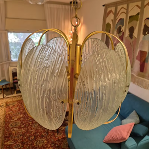 Magnífica araña de cristal con textura de Murano italiano vintage - Product Image 3