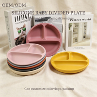 Vaisselle pour enfants en silicone de qualité alimentaire sans BPA, assiettes divisées pour l'apprentissage de la propreté