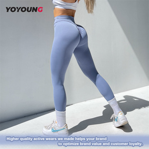 Nouveau <span class=keywords><strong>Legging</strong></span> Femme 2026 Sur Mesure avec Effet Froncé aux Fesses, Taille Haute, Push-Up, Couleur Unie, Contrôle du Ventre, Matière Douce comme du Beurre, pour Fitness et Vêtements de Sport Actifs - Product Image 3