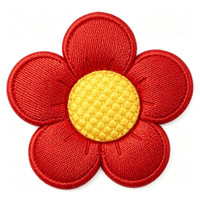 Patch brodé thermocollant YEALQUE Fleur Rouge, Applique florale à coudre pour Vêtements, Vestes, Sacs, Décoration DIY