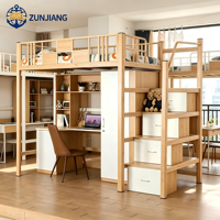 Lit mezzanine en acier haute stabilité avec bureau et armoire, capacité de charge élevée pour dortoir étudiant