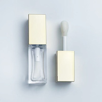 Tube carré pour gloss, anticernes et blush, avec bouchon à vis doré, en PET soufflé par injection, pour gloss à lèvres 10ml, logo personnalisé OEM GH211A