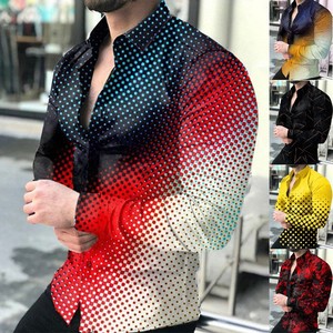New Men Breathable Knitted Polyester Single Button Quick Drying Anti Wrinkle Fashion Printed Spring Casual Business Custom Shirt - Product Image 5
