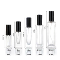Vente en gros de flacons de parfum en verre rectangulaires vides de 3 ml, 5 ml, 10 ml avec vaporisateur à pompe, mini flacons de 10 ml avec logo personnalisé