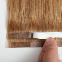 Extensions de cheveux Remy Premium à bandes adhésives, trame fine, lisses naturels, 100% cheveux humains Remy, extensions à trame adhésive invisibles et sans couture