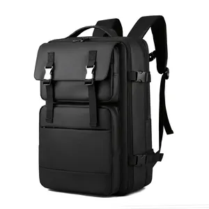 尼龙背包商务防水u盘充电口笔记本背包高容量男士旅行包发光二极管Ba黑色聚酯