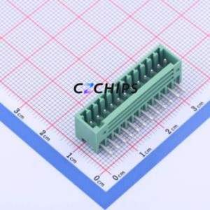 DB2ERC-2.5-12P-GN Plug-in Terminal Block Bent Lead Through Hole,P=2.5mm Board-to-Board / Socket - Closed 1x12P 2.5mm Green - Product Image 1