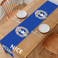 Chemin de table personnalisé en polyester avec drapeau de Saipan, décoration de table infroissable pour la rénovation de la maison et des fêtes
