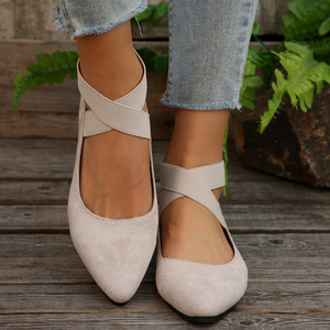 Ballerines classiques pour femmes, confortables, à brides croisées élastiques, chaussures de <span class=keywords><strong>ballerine</strong></span> extensibles, légères, en caoutchouc solide, tendance de la mode - Product Image 1
