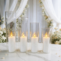 Vase cylindrique en verre transparent pour centre de table de mariage, porte-bougie pour la décoration d'événements et de fêtes