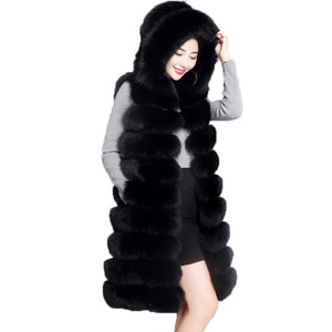 Delle Donne di modo Caldo Lungo Faux della Pelliccia di Fox del Panciotto Della Maglia Senza Maniche Con Cappuccio del <span class=keywords><strong>Cappotto</strong></span> del Rivestimento - Product Image 2