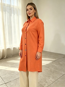 Camisa Larga con Botones Coloridos para Mujer, Talla Grande, Estilo Túnica, Cuello Solapa, Holgada, Informal, para Primavera y Otoño, Uso Diario - Product Image 2