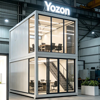 Bâtiment modulaire en conteneurs à 2 étages, maison préfabriquée portable avec escalier extérieur pour poste de garde, boutique, studio, hébergement
