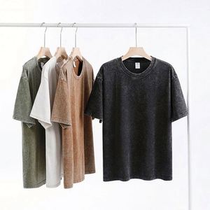 Camisetas de algodón 100% de 290 GSM, estilo vintage, extragrandes, de peso pesado, color negro lavado, camiseta de estilo urbano 100% algodón - Product Image 5