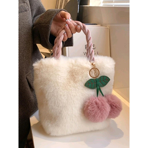 Sac à main en peluche lapin IStapromo Gifts, sac cerise mignon pour fille, version coréenne automne-hiver, sac à bandoulière pour femme - Product Image 2