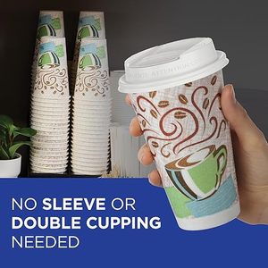แก้วกาแฟกระดาษแบบใช้แล้วทิ้งขนาด 12 ออนซ์ [แพ็ค 300 ใบ] แก้วกาแฟร้อนสีขาวขนาด 12 ออนซ์ ดีไซน์หนาพิเศษสำหรับร้านกาแฟ บิสโทร งานปาร์ตี้ - Product Image 2