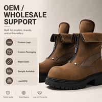 Bottes à plateforme épaisses pour hommes avec fermeture éclair avant, bout rond, semelle à crampons, bottines décontractées pour le streetwear, chaussures streetwear personnalisées OEM