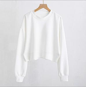2025 da donna top corti tinta unita felpe <span class=keywords><strong>Oversize</strong></span> larghe da donna a tracolla girocollo Casual top corti - Product Image 2