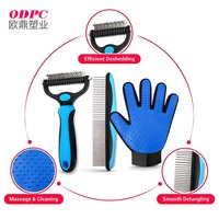 Kit de Toilettage 3 Pièces pour Chiens et Chats : Râteau Démêlant Sans Effort, Peigne en Acier Inoxydable et Gant Anti-Peluche