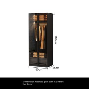 ตู้เสื้อผ้าในห้องนอนปรับแผงไม้หรูหราทันสมัยพร้อมประตูกระจกสำหรับการจัดเก็บในห้องนั่งเล่น - Product Image 3