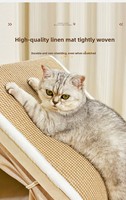 Lit pour chat en structure bois professionnelle, durable, avec toit en fibres de sisal, griffoir semi-fermé, pour toutes les saisons