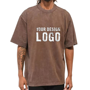 T-shirt pour homme à manches courtes, ample, de style sportif, de marque américaine, avec logo personnalisé, lourd, lavé, grande taille - Product Image 1