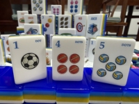 Funky Trade Custom International Sports Theme 160 Pcs Acrylic Mahjong Tiles Sets American, Various Sports Pattern Design OEM