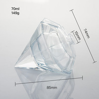 Flacon de parfum de luxe élégant de 70 ml en verre transparent facetté taillé en diamant de haute qualité avec couvercle en acrylique