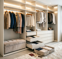 Système de dressing ouvert moderne sur mesure avec armoire intégrée et éclairage LED pour dressing