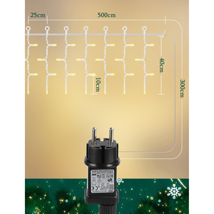Aigostar 100 LED luci della tenda di natale 3M + 5M * 0.4M 8 modalità IP44 bianco caldo per matrimoni e feste di Halloween - Product Image 5