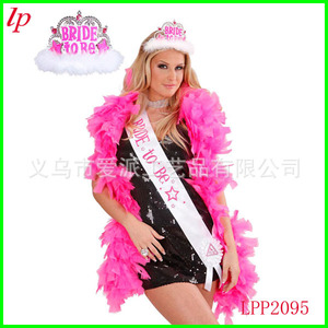 <b>Bride</b> <b>To</b> <b>Be</b> Sash And Feather Shawl Set For Bachelorette Party LPP2095 - Product Image 1