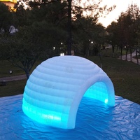 Dôme Gonflable Portable pour Glamping, Abri Gonflable, Tente LED Gonflable Idéale pour les Zones de Détente Extérieures des Complexes Hôteliers