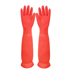 Gants de <span class=keywords><strong>cuisine</strong></span> en <span class=keywords><strong>latex</strong></span> rouge de 55 cm, épaisseur moyenne, antidérapants, imperméables, pour le lavage de la vaisselle, toutes saisons - Automne - Product Image 2