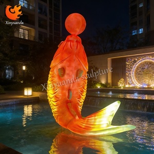 Escultura Luminosa de Fibra de Vidrio con Forma de Koi, Decoración de Paisaje Acuático para Exteriores, Instalación para Puntos Turísticos - Product Image 2