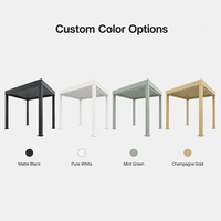 Pergola bioclimatique en aluminium noir mat à lames orientables pour allée de villa, patio et jardin