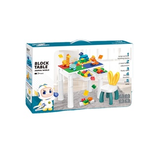 플라스틱 DIY 조립 완구 다기능 동물 빌딩 블록 어린이 게임 및 학습 책상을 위한 학습 테이블 및 의자 세트 - Product Image 1