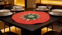 Sets de table ronds tissés style bohème motif tomate, imperméables, antidérapants, résistants à la chaleur, faciles à nettoyer, en PP, pour la salle à manger