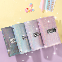 Carnet de notes multifonction en cuir avec couverture brillante, grille lignée, verrouillage par mot de passe et cadenas à combinaison