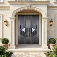 Porte double moderne de sécurité européenne personnalisable en cuivre, aluminium et acier, idéale pour les entrées d'appartements et de villas