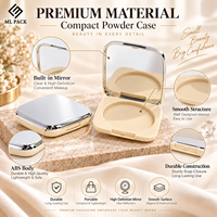 Palette de fards à paupières pressés en poudre portable 14,5 g en ABS recyclable, boîte de rangement vide pour fards à paupières argentée et blanche