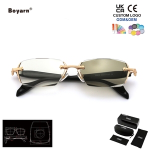 Lunettes de soleil photochromiques Boyarn sans monture, en métal, légères, style Y2K, tendance rétro, verres transparents en PC - Product Image 3