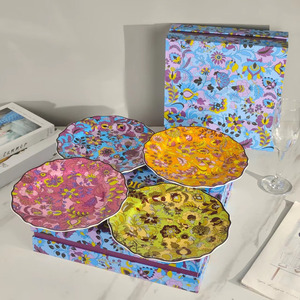 High End Exquisite Eco-Friendly Bone China Western Cuisine Sun Moon Star 10-Inch Flat <b>Plate</b> Gift Box Set - Product Image 6