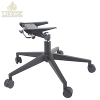 Base de chaise de bureau à dossier haut en alliage d'aluminium avec revêtement en poudre noir mat, mécanisme d'inclinaison et de rotation réglable en hauteur, cinq étoiles