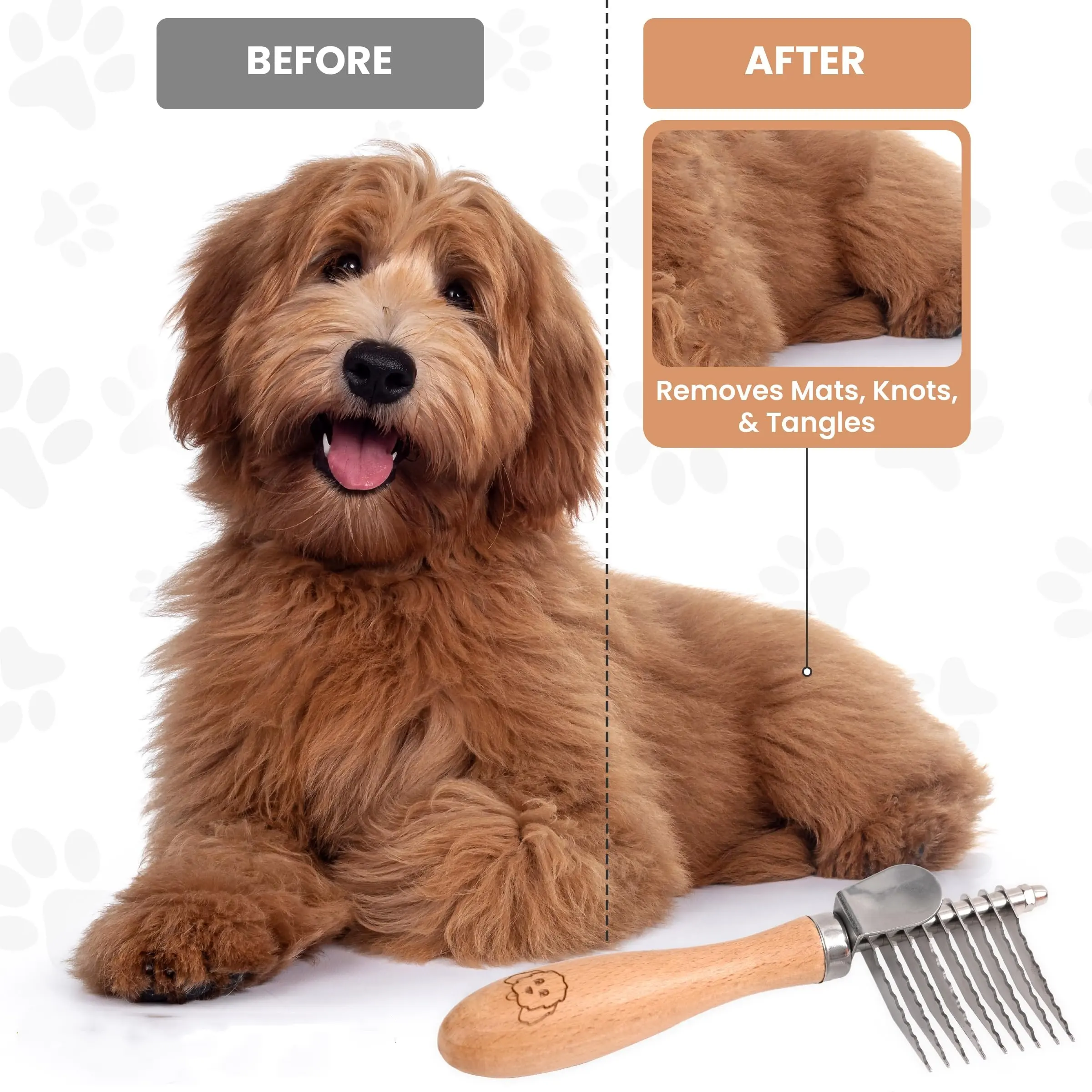 Professional Pet Grooming Comb Tool Dog Dematting Brush Detangler Brush For Dogs Doodles Goldendoodles Cats And Other Pets