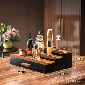 Wooden Cosmetic Storage Rack 3 Tier <b>Desktop</b> Organizer For Makeup Perfume Bathroom Vanity <b>Shelf</b> - Product Image 3