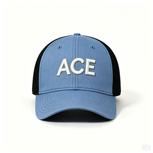 Two Tone 6-Panel 100% Polyester Canvas Trucker <b>Hat</b> Trucker <b>Cap</b> 3D Embroidery ACE Logo Mesh Back Breathable Summer Outdoor - Product Image 6