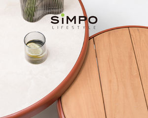 SIMPOLIFESTYLE Mobilier d'extérieur haut de gamme COCO Lounger 2 places Fauteuil de jardin Terrasse Hôtel Resort Aluminium Teak Ensemble de canapés en tissu - Product Image 2