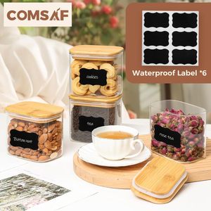 Frasco de Vidrio de Borosilicato de Alta Resistencia al Calor y Ecológico para Almacenamiento de Alimentos con Tapa de Bambú - Product Image 4
